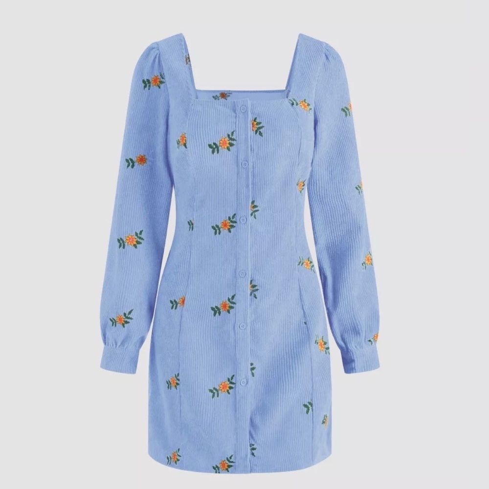 Floral Print Corduroy Mini Dress